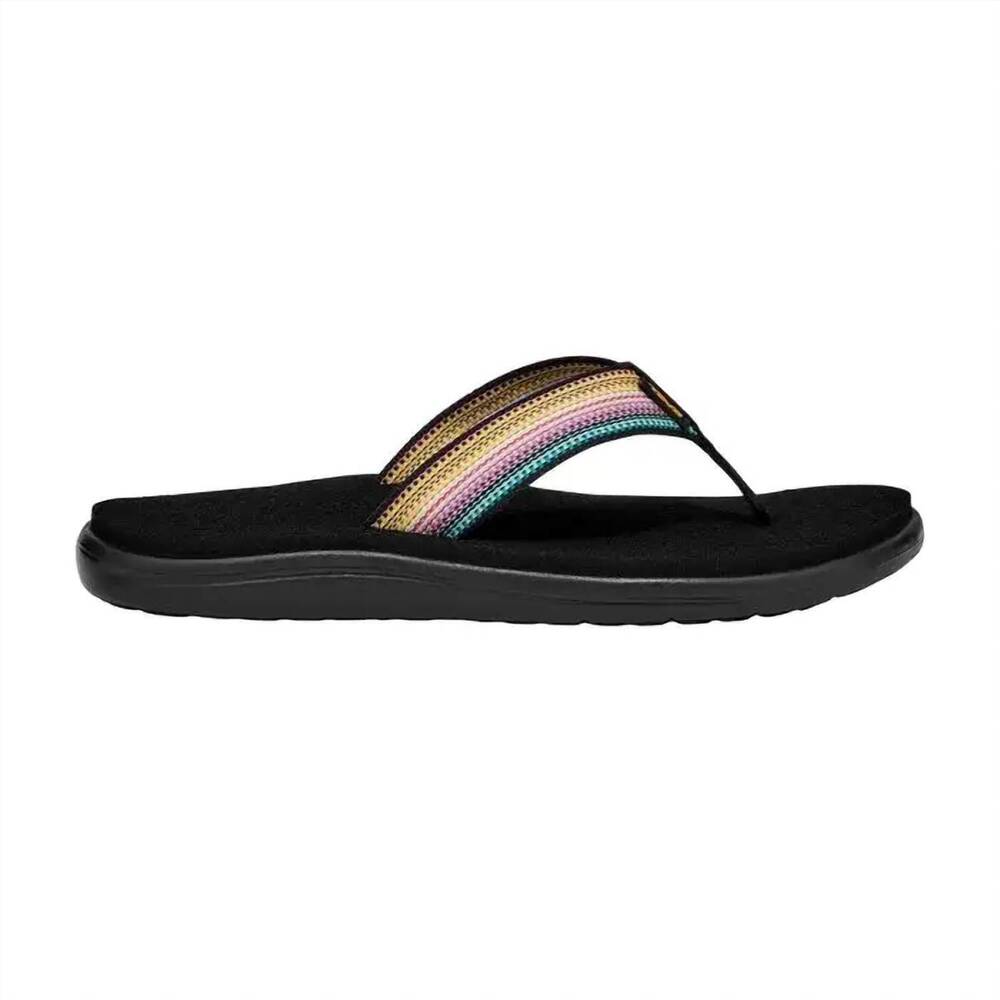 NEW TEVA women's voya flip flop sandal in antiguous black multi